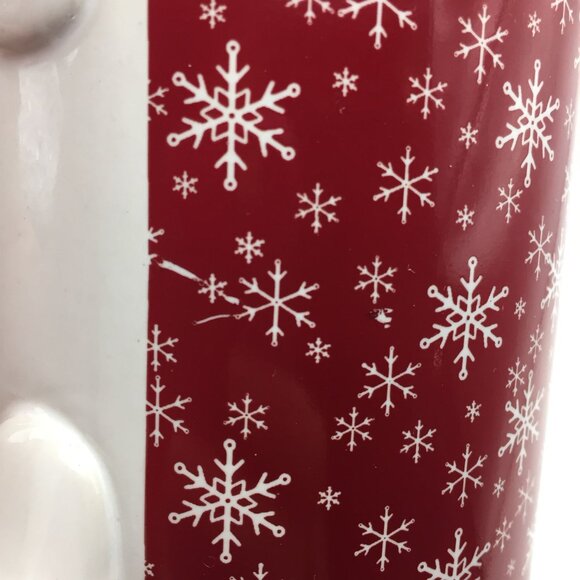 16oz Red White Snowflake Stoneware Mug Christmas Holiday Coffee Chocolate Cider - Picture 9 of 13